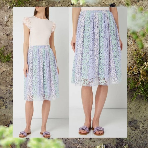 $375 NWT Blugirl Folies Purple Floral Lace Skirt L - Picture 14 of 15